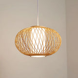 Bamboo Lantern Pendant Light - Tradition Style 1 Bulb 16’/19.5’ Wide Wood Hanging Lamp Kit / 19.5’