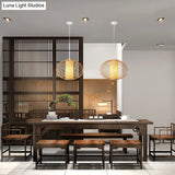 Bamboo Lantern Pendant Light - Tradition Style 1 Bulb 16’/19.5’ Wide Wood Hanging Lamp Kit