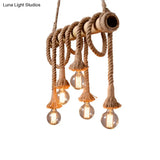 Bamboo Linear Island Chandelier In Industrial Style Beige