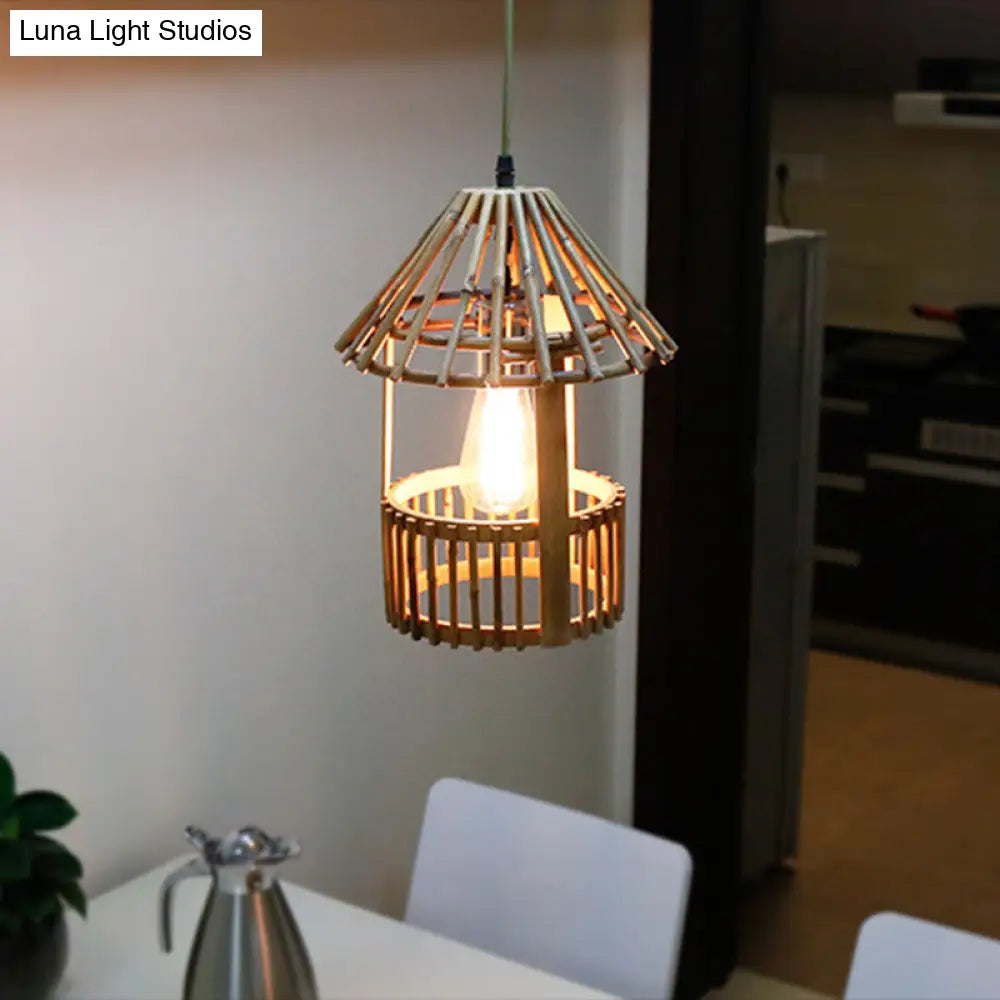 Bamboo Pavilion Pendant Light Kit For Dining Room