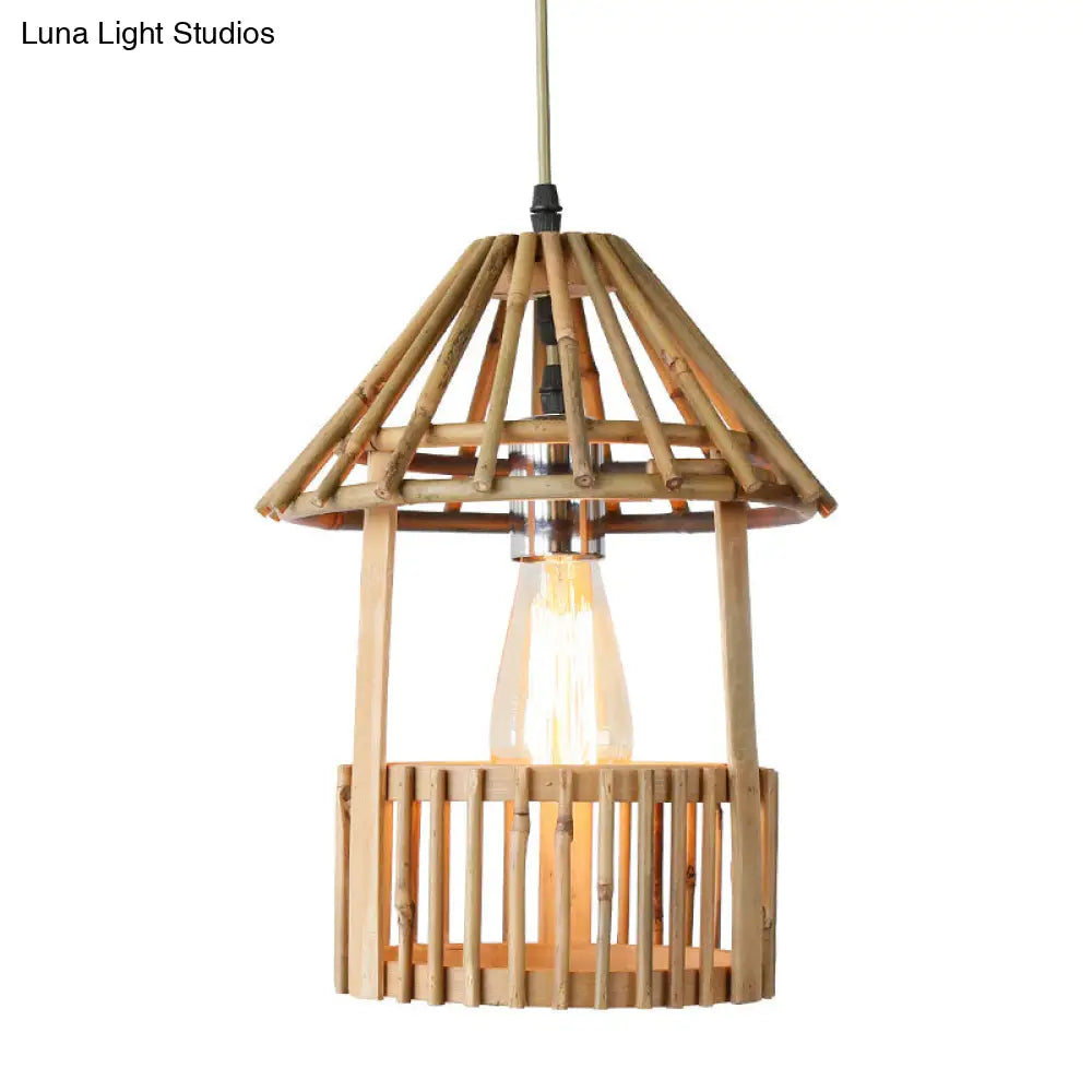 Bamboo Pavilion Pendant Light Kit For Dining Room