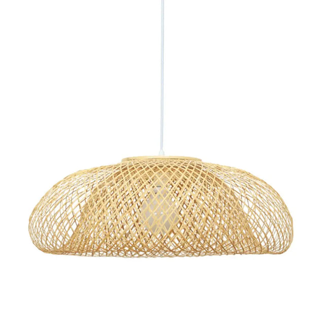 Bamboo Bowl Ceiling Pendant Light - Modern Style Hanging Lamp (16.5/20.5/24.5 Width) In Beige For