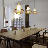 Bamboo Pendant Light: Stylish Pear-Shaped Suspension For Contemporary Restaurants