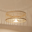Bamboo Pendant Light: Stylish Single-Bulb Wood Suspension Fixture