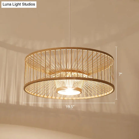 Bamboo Pendant Light: Stylish Single-Bulb Wood Suspension Fixture