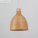 Bamboo Pendant Lighting Asia: Onion Raindrop Bell - Beige Hanging Light Fixture For Table 1