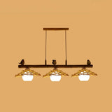 Bamboo Pendant Lighting: Conical Island Light With White Glass Shade 3 / Wood