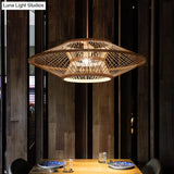 Bamboo Saucer Ceiling Light With 1 Bulb For Teahouse