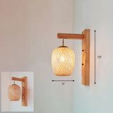 Bamboo Single-Bulb Wall Mounted Lamp: Handcrafted Corridor Light Fixture In Contemporary Wood Design