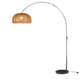 Bamboo Standing Fishing Rod Floor Lamp With Swivel Shade - Wood Reading Light / Large A