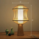 Bamboo Tea Room Nightstand Lamp Contemporary Single Table Lighting In Wood / J