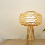 Bamboo Tea Room Nightstand Lamp Contemporary Single Table Lighting In Wood / U