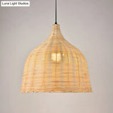 Bamboo Trumpet Tearoom Pendant Lamp - Asian Style Ceiling Hang Light With 1 Head