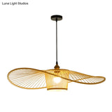 Bamboo Weaving Drum Shade Hanging Light With Fishermans Hat Design - Perfect For Dining Room