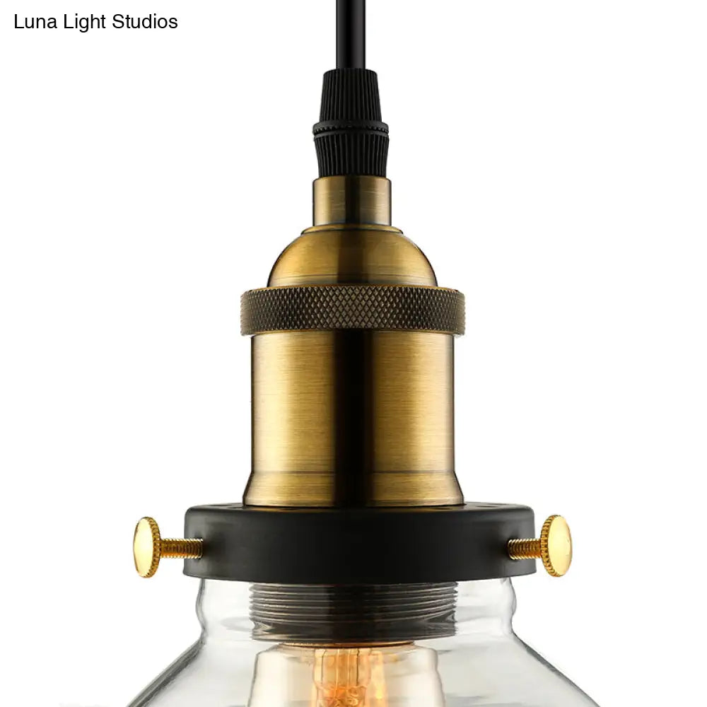 Barn Pendant Light - Industrial 1-Light Prismatic Glass Hanging Lamp In Clear (8’/10’/12’ Wide)