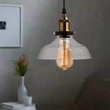 Barn Pendant Light - Industrial 1-Light Prismatic Glass Hanging Lamp In Clear (8’/10’/12’