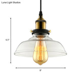 Barn Pendant Light - Industrial 1-Light Prismatic Glass Hanging Lamp In Clear (8’/10’/12’ Wide)