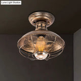 Barn Shade Kitchen Semi Mount Light With Antique Bronze Finish