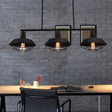 Barn Shade Metal Cage Island Light: Industrial 3-Head Hanging Light For Study Room In Black