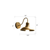 Barn Shade Outdoor Wall Lamp - Industrial Metal Gooseneck Light With 1 Bulb Bronze / 14