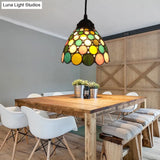 Baroque 1-Light Brass Bell Pendant Lamp - Handcrafted Stained Glass Stylish Drop Fixture
