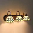 Baroque Beige Glass Dome Wall Sconce With Black 3-Head Flower Pattern Lighting