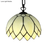 Baroque Black Pendant Lighting With Blossom Beige Glass Shade - Stylish Kitchen Ceiling Fixture