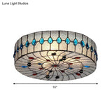 Baroque Blue Corridor Ceiling Flushmount Light With Bubble Glass Shade - 3 Sizes