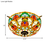 Baroque Brass Jewel Ceiling Lamp - 5 Multicolored Stained Glass Bulbs (21.5’/25.5’) Semi Flush