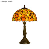 Baroque Bronze Table Lamp With Blossom Stained Glass Shade - Elegant Night Light For Living Room