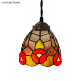 Baroque Dragonfly/Flower Stained Glass Pendant Light For Kitchen