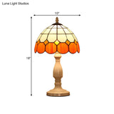Baroque Gridded Dome Shade Orange-White Stained Glass Night Light