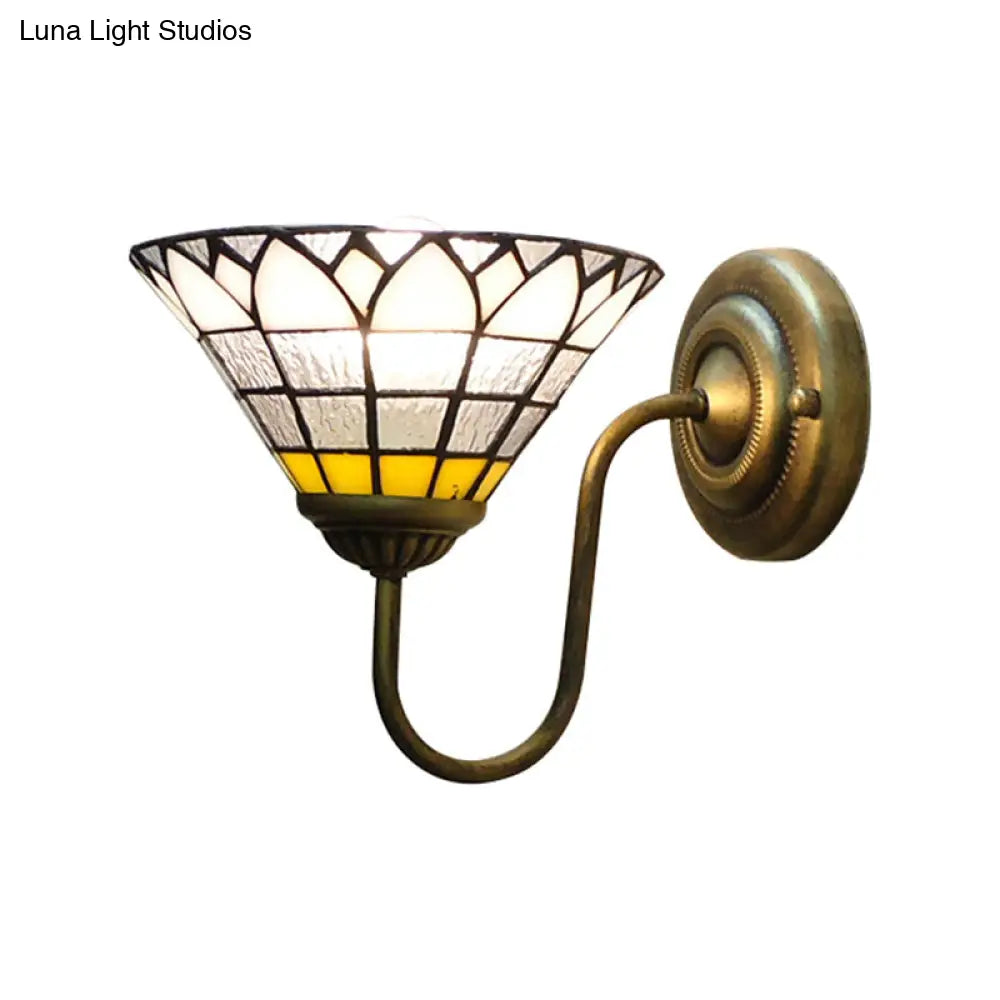 Baroque Lotus Glass Sconce Light For Hallway With Clear Dimple