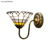 Baroque Lotus Glass Sconce Light For Hallway With Clear Dimple