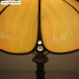 Baroque Scalloped Beige Table Lamp - Elegant Stained Glass Nightstand For Bedroom