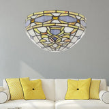 Baroque Stained Glass Wall Sconce - Purple And Yellow 1 Head Mount Light For Staircase Purple-Yellow