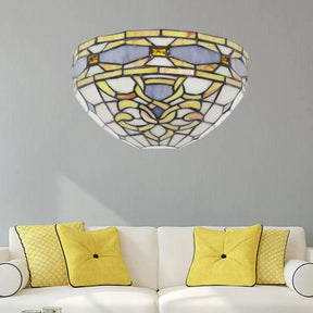 Baroque Stained Glass Wall Sconce - Purple And Yellow 1 Head Mount Light For Staircase Purple-Yellow