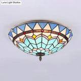 Baroque Style Blue Glass Flush Mount Ceiling Light With 12’ And 19.5’ Width - Ideal For Living Room