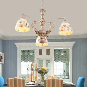 Baroque Style Shell Mosaic Chandelier With 5/9/11 White Lights - Perfect For Kitchen Pendant