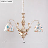 Baroque Style Shell Mosaic Chandelier With 5/9/11 White Lights - Perfect For Kitchen Pendant