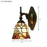 Baroque-Style Stained Glass Bell Sconce Wall Light: Bedside Lighting Fixture