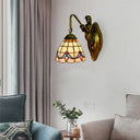 Baroque White/Beige Glass Wall Sconce With Mermaid Backplate - 6/8 Wide White / 6