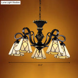 Baroque Yellow Glass Cone Chandelier - 5/6/8 Lights Black Ceiling Suspension Lamp