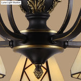 Baroque Yellow Glass Cone Chandelier - 5/6/8 Lights Black Ceiling Suspension Lamp
