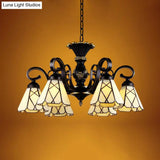 Baroque Yellow Glass Cone Chandelier - 5/6/8 Lights Black Ceiling Suspension Lamp