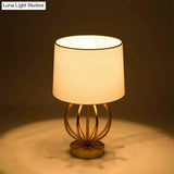 Barrel Metal Night Light With Fabric Shade For Contemporary Living Room - White