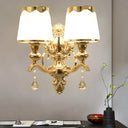 Barrel Shade Opal Glass Wall Lamp - Modern 2-Light Fixture For Bedroom In Gold