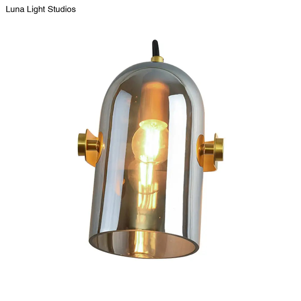 Beautiful Swivel Shade Cloche Bedside Sconce With Vintage Wall Mounted Amber/Smoke Glass - 1 Bulb
