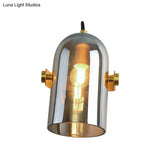 Beautiful Swivel Shade Cloche Bedside Sconce With Vintage Wall Mounted Amber/Smoke Glass - 1 Bulb
