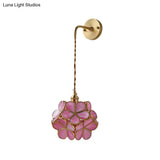 Bedroom Sconce Lamp With Flower Glass Shade - Wall Lighting Fixture